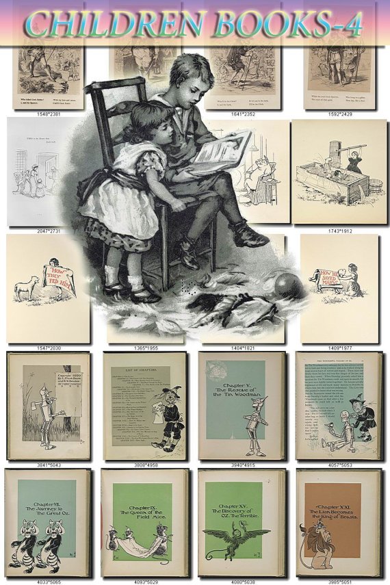 CHILDREN BOOKS-4-bw illustrations Collection with 500 black-, -white