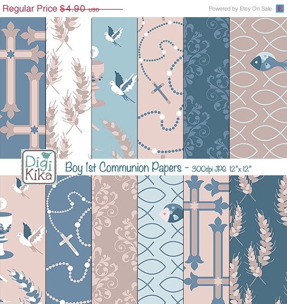 Boy First Communion Digital Papers-Tileable / Seamless Pattern-website