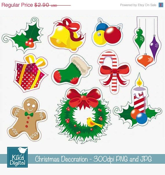 Christmas Decoration - Digital Clipart / Scrapbook - card design, stickers