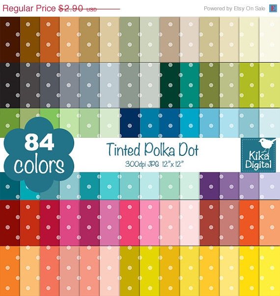 Tinted Polka Dot Digital Papers - Rainbow Scrapbook Papers - Huge Paper Pack