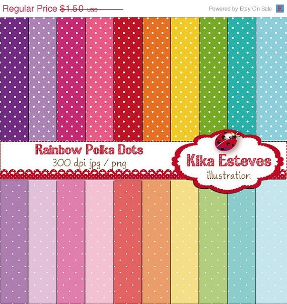 Colorful Polka Dots Digital Papers - Digital Scrapbooking Papers - card design