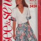 Butterick 5424 Misses V-Neck Top, Yoked  Shorts Sz 6-8-10-12-14 Sewing Pattern