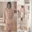 McCall's 3520-Vtg 80's Woman Jacket, Skirt Sewing Pattern Sz 8-10-12 UNCUT