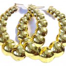 3 Inch Hoop Earrings Gold Tone Puff Bubble Hoop Earrings Old School Hoops