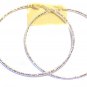 4 Inch Hoop Earrings Silver Tone Frosted Texture Thin Hoops