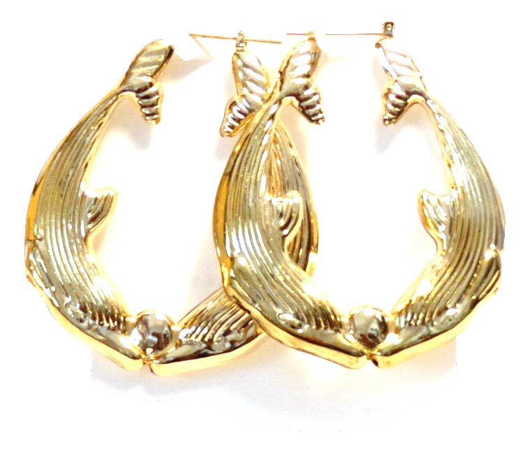 Dolphin Kissing Hoop Earrings