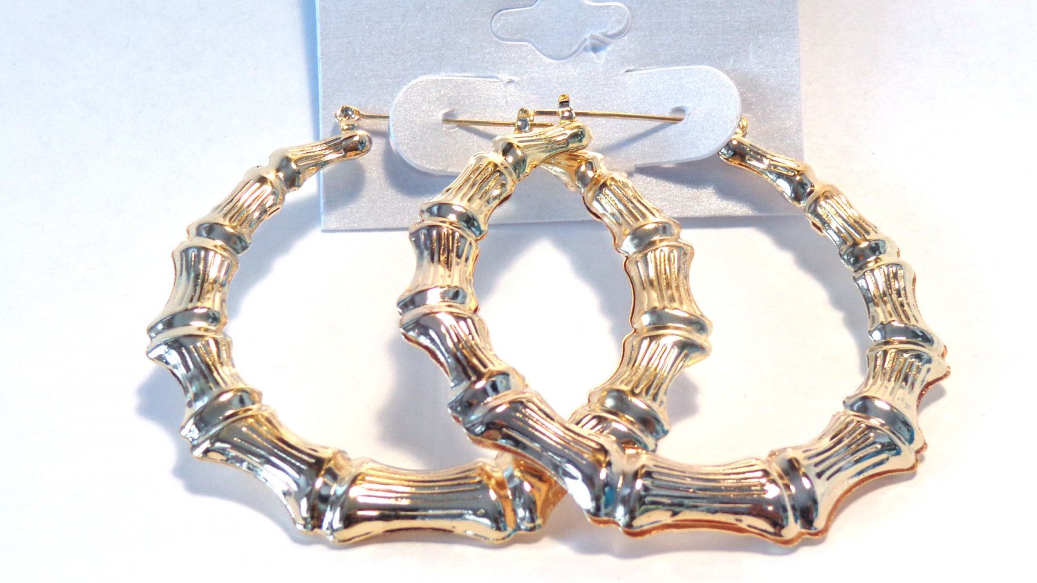 Bamboo Hoop Earrings 2.5 inch Gold Tone Hoop Earrings