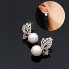 Crystal and Pearl Butterfly Earrings