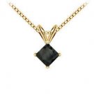 14K Yellow Gold  Princess Cut Black Diamond Solitaire Pendant - 1.75 CT. TW.