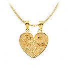 14K Yellow Gold Best Friends Heart Pendant