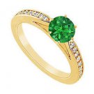 Emerald and Diamond Ring  14K Yellow Gold - 1.25 CT TGW
