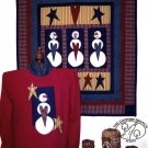 Snowballs & Stars Country Primitive Snowman Applique FABRIC ONLY  TCB 204-2