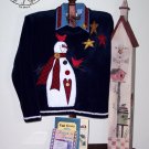 Birds Roost Everywhere Country Primitive Snowman Applique FABRIC ONLY  TCB 206-3