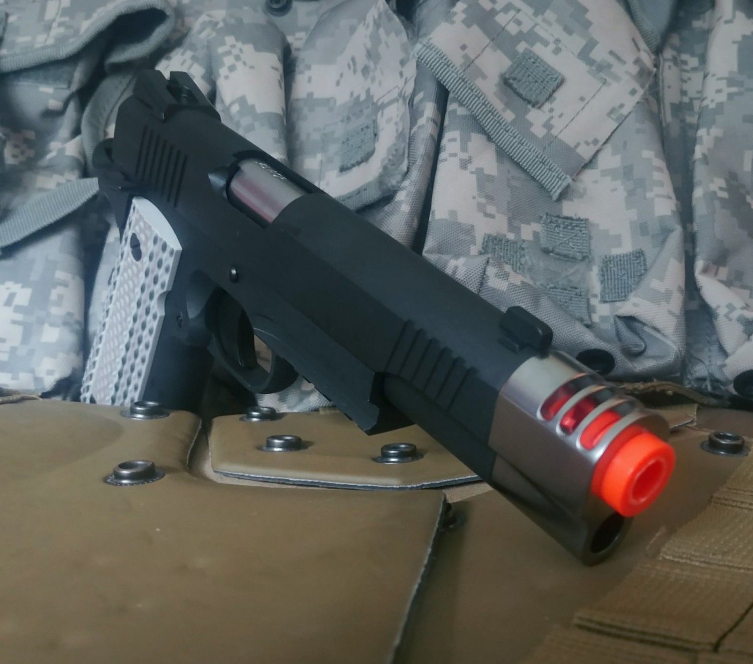 WETECH green gas blowback M45 1911 full metal airsoft pistol gun w compensator