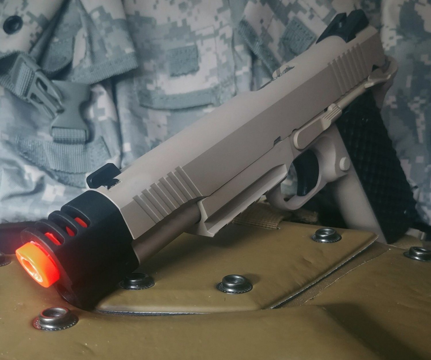 WETECH green gas blowback CUSTOM 1911 full size full metal airsoft pistol