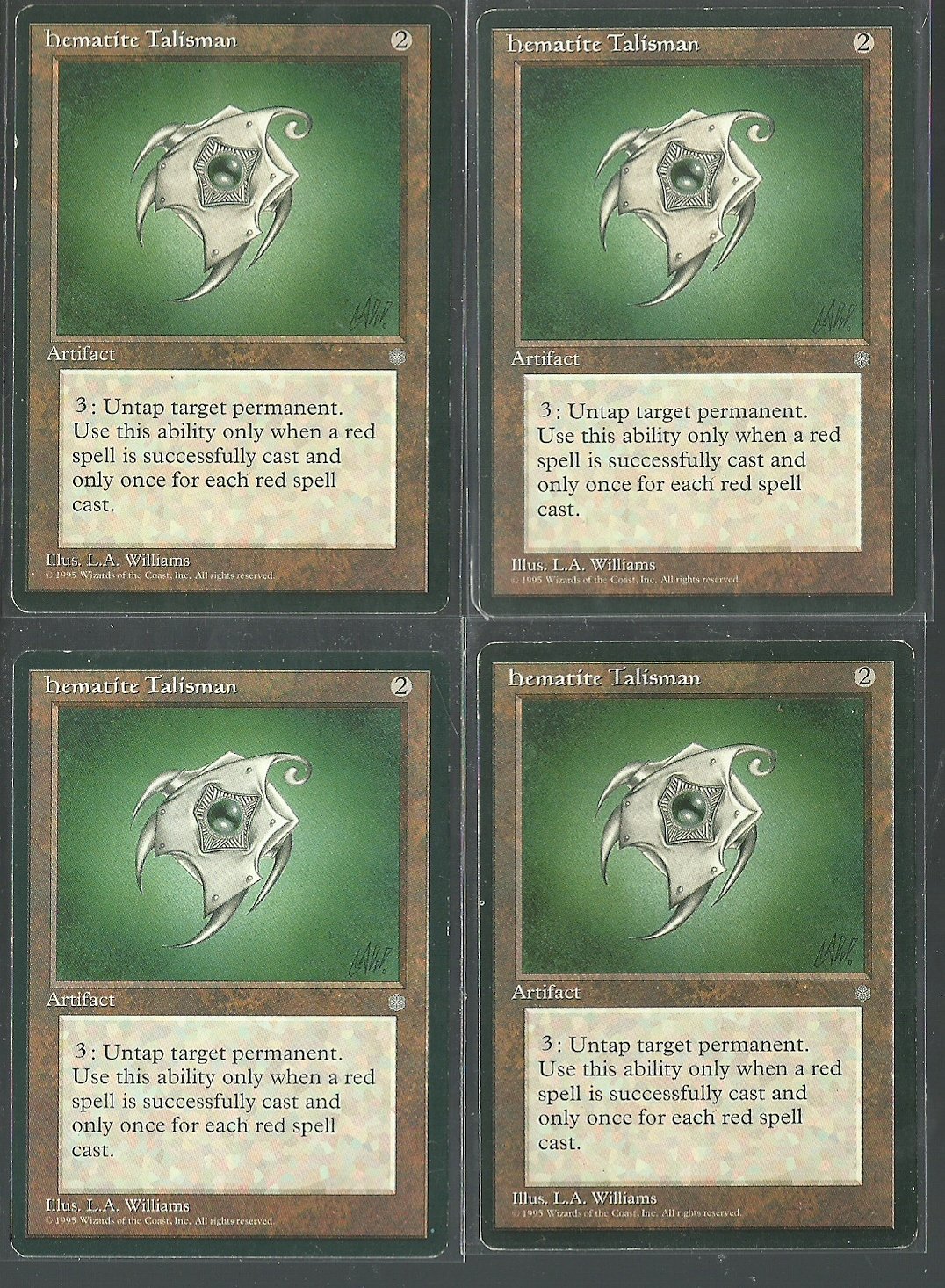 Hematite Talisman x4 Good Ice Age Magic the Gathering