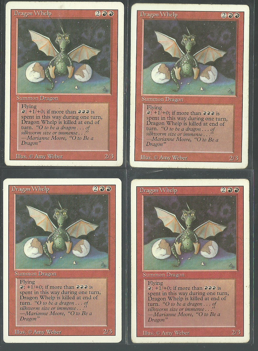 Dragon Whelp x4 NM Revised Magic the Gathering