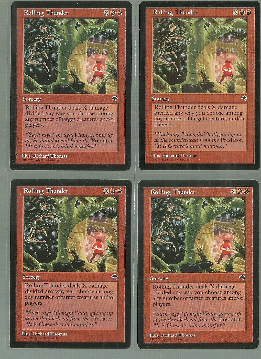 Rolling Thunder x4 NM Tempest Magic the Gathering