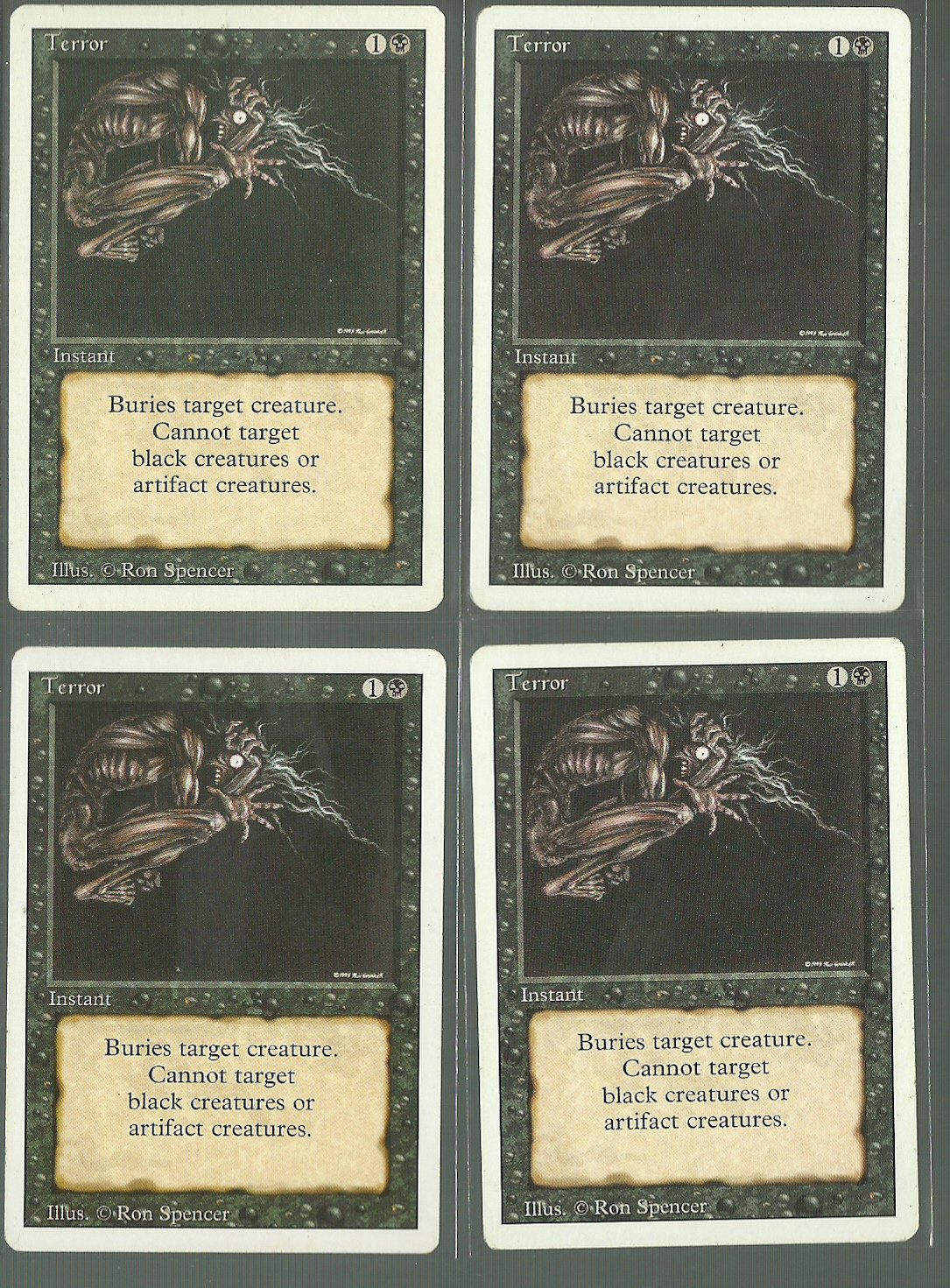 Terror x4 - NM - Revised - Magic the Gathering