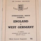 UNDER 23s - ENGLAND v WEST GERMANY - 27.NOV.63 - Football Programme