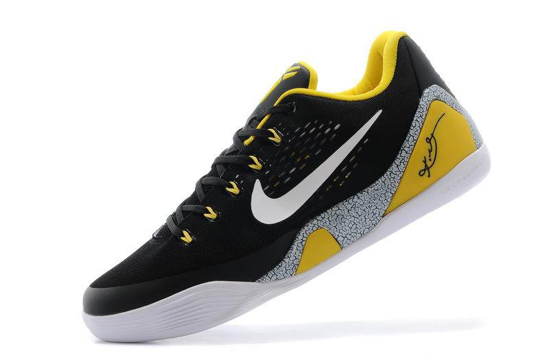 Nike 653972-602 Kobe 9 EM Low Black White Gold shoes