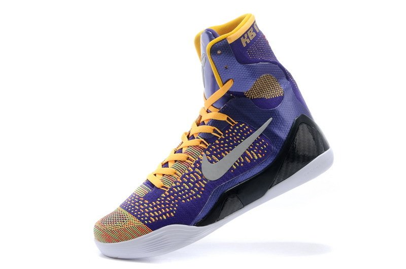 2014 Nike Kobe IX 9 High Tops Blue Yellow Black Basketball Shoes