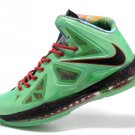 2013 New Nike LeBron 10 X Green Black Red mens basketball shoes