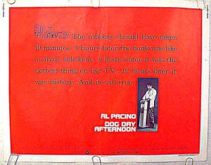 DOG DAY AFTERNOON  ~ '75 Half-Sheet Movie Poster ~ AL PACINO / CHARLES DURNING / SIDNEY LUMET