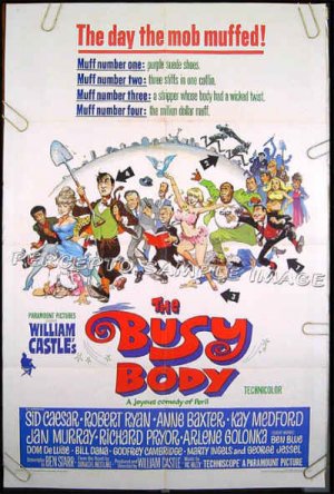 BUSY BODY ~  '67 1-Sheet WILLIAM CASTLE Movie Poster ~ SID CAESAR / ANNE BAXTER / FRANK FRAZETTA Art