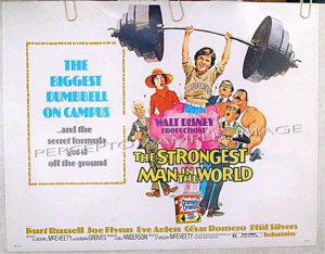 STRONGEST MAN IN THE WORLD ~ Orig '75 Half-Sheet DISNEY Movie Poster ~ KURT RUSSELL / JOE FLYNN