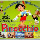 PINOCCHIO - 1940 Ex-Cond R71 DISNEY Animation Half-Sheet Movie Poster ~ CARTOON ART