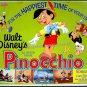 PINOCCHIO - 1940 Ex-Cond R71 DISNEY Animation Half-Sheet Movie Poster ~ CARTOON ART