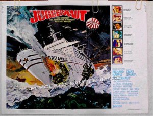 JUGGERNAUT ~ '74 Half Sheet Movie Poster ~ RICHARD HARRIS / OMAR SHARIF / ANTHONY HOPKINS