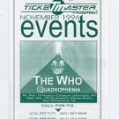 The Who 1996 Quadrophenia NY/NJ Event Concert Calendar Handbill