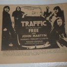 Traffic Free John Martyn 1973 Nassau Coliseum Newspaper Concert AD