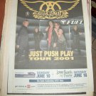 AEROSMITH 2001 Newspaper Concert Poster AD FREE SHIPPING!