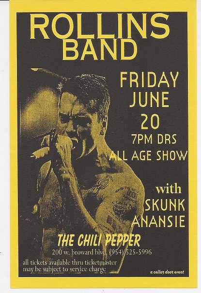 ROLLINS BAND Skunk Anansie 1997 Ft. Lauderdale Florida Concert Handbill