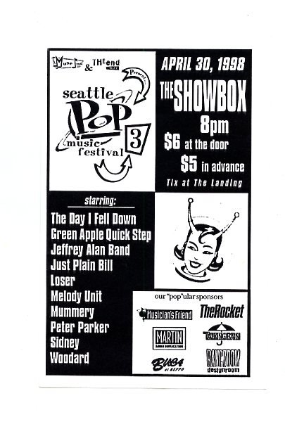 Seattle Pop Music Festival 1998 Showbox Concert Handbill