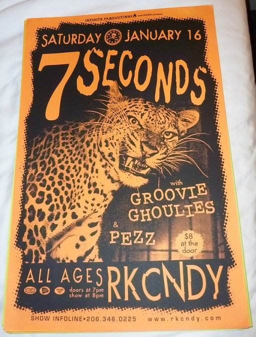 7 Seconds 1999 Rkcndy Seattle Concert Poster