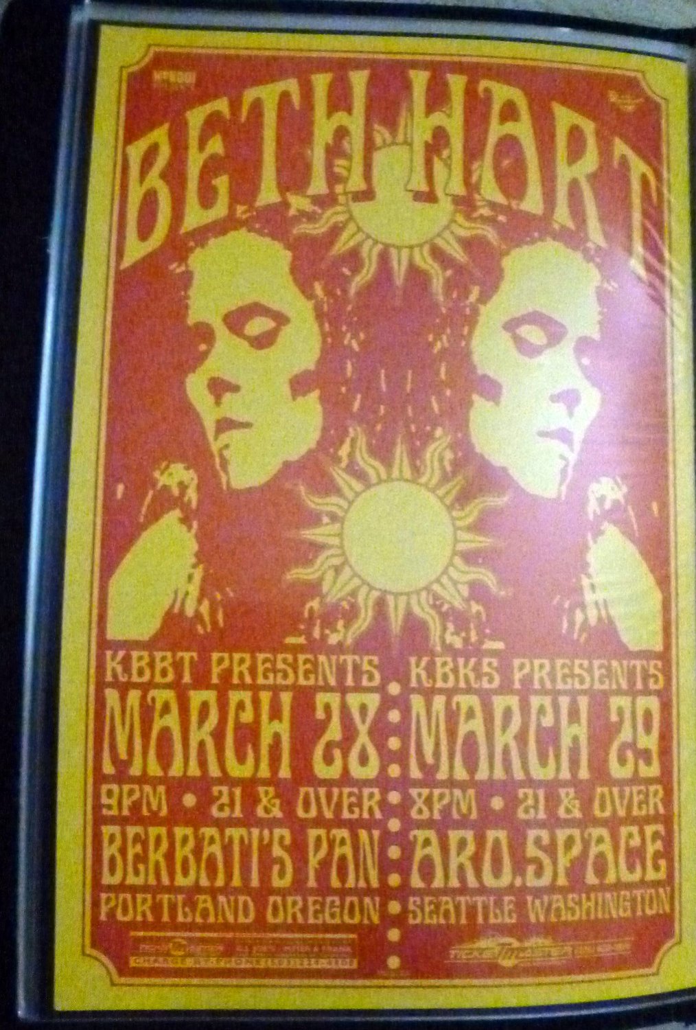 BETH HART Portland Seattle Concert Dates Poster 11x17