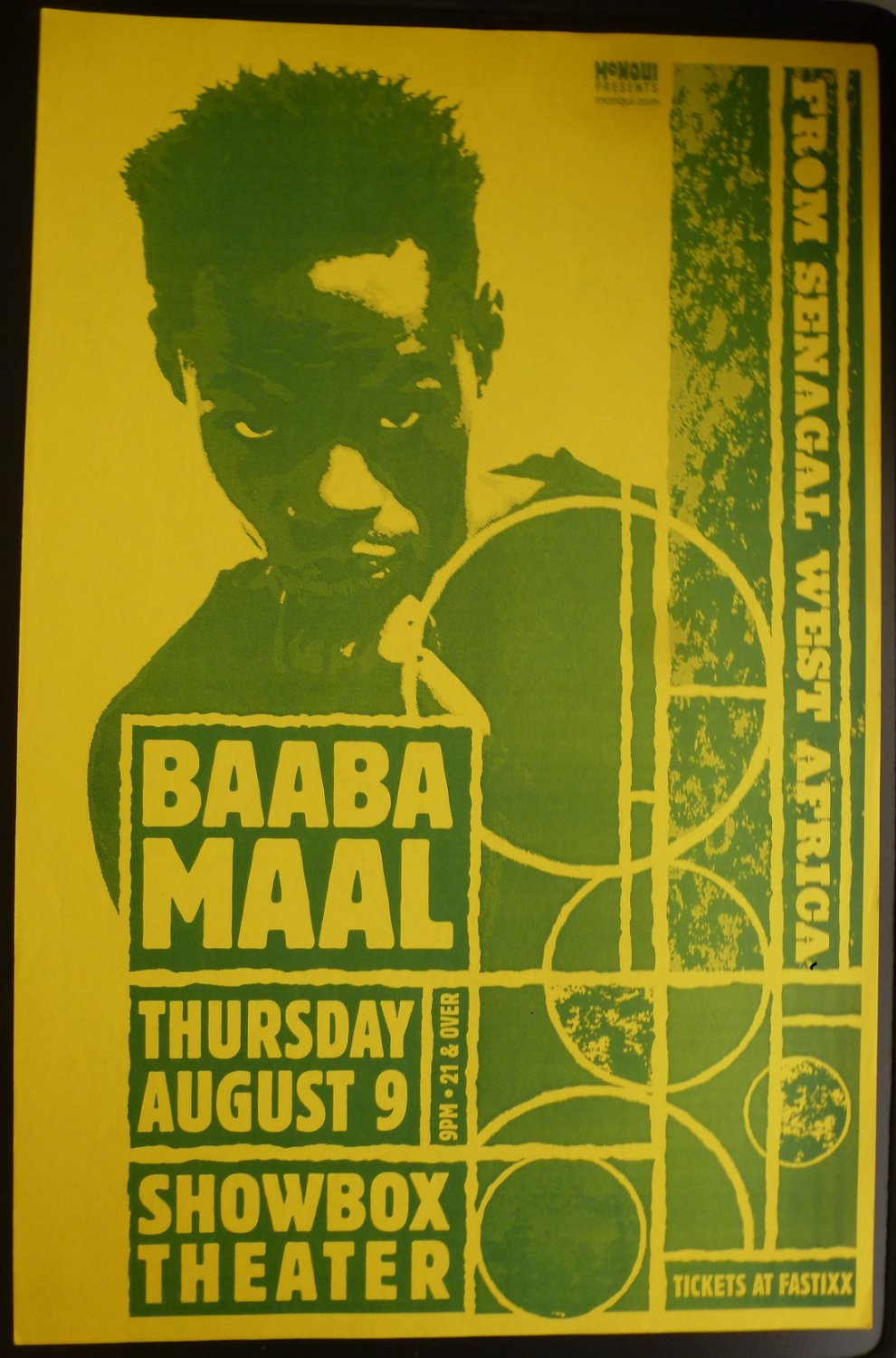 Baaba Maal 2001 Showbox Seattle Concert Poster