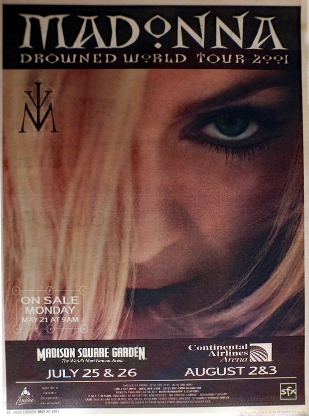 MADONNA 2001 Madison Square Garden Newspaper Concert Poster AD