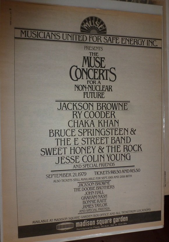 The Muse Concerts 1979 MSG NYC Newspaper Concert Poster AD
