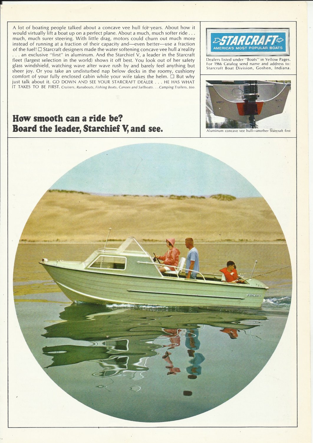 1966 Starcraft Boats 2 Pg Color Ad- Starchief V - Caravel V- Wildcat V