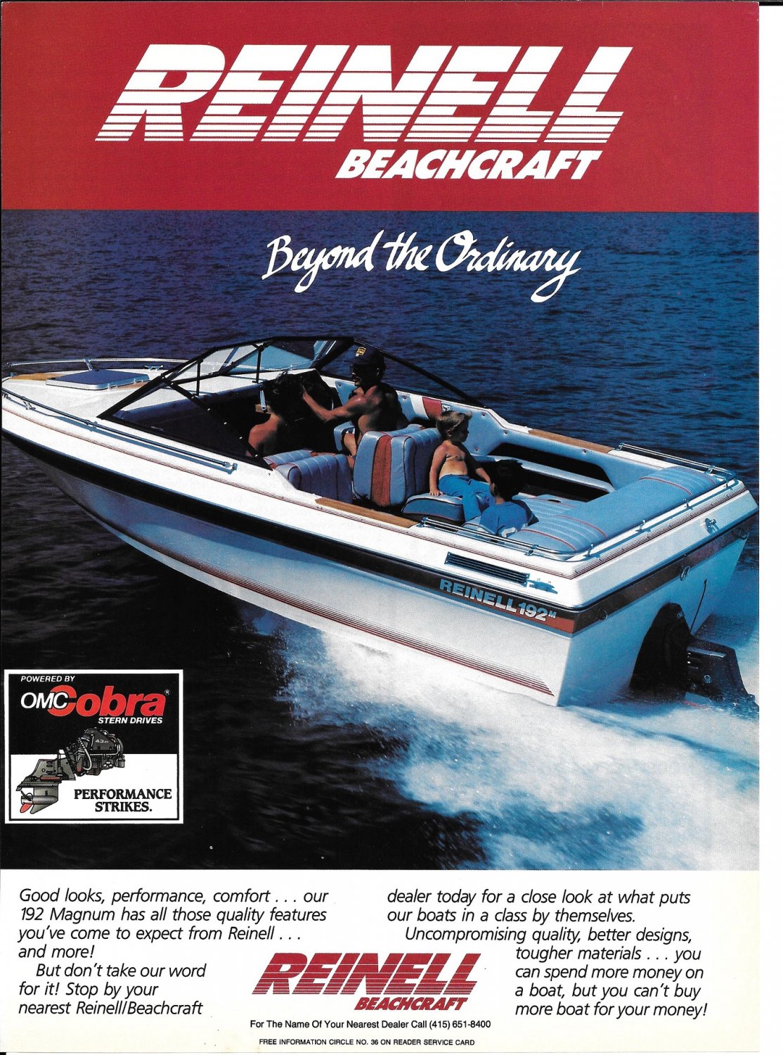 1988 Reinell Beachcraft Boats Color Ad- The 192 Magnum