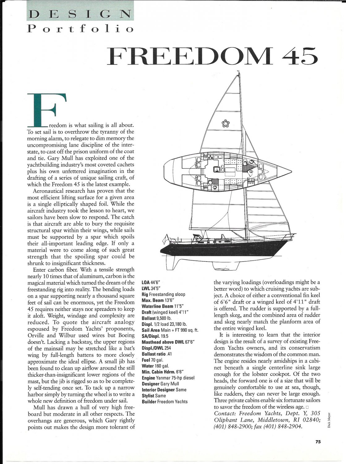 freedom 45 sailboat data