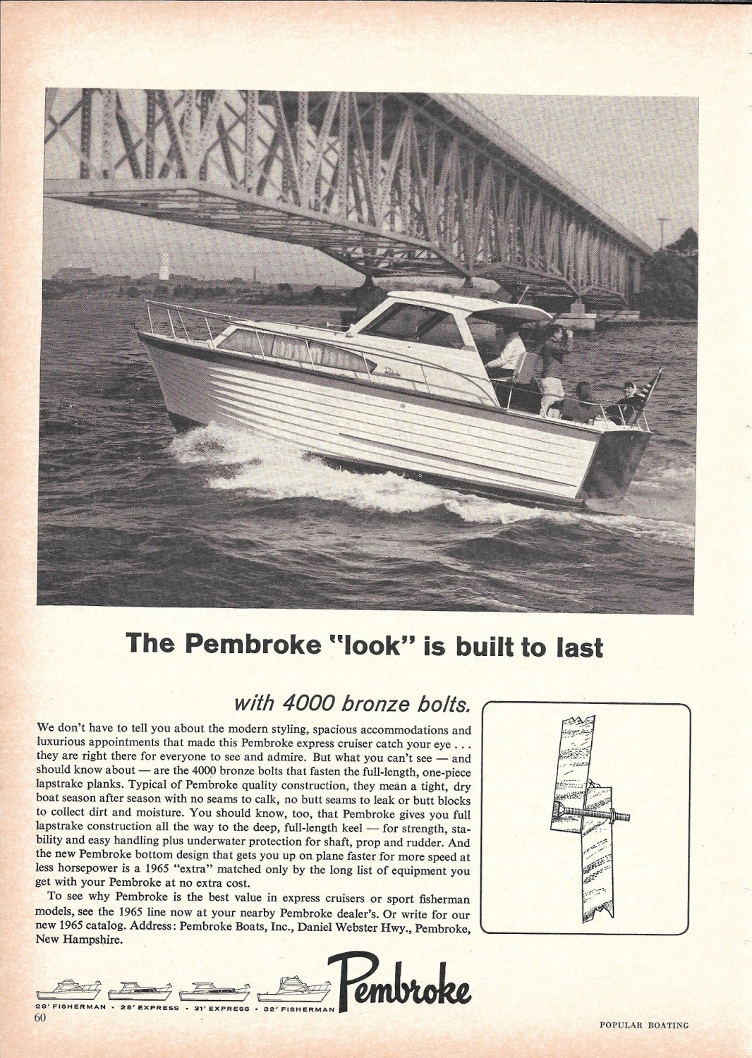 1965 Pembroke Boats Ad Great Photo
