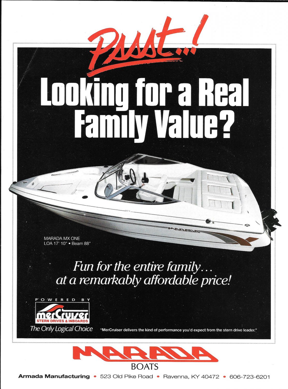 1995 Marada MX One 17 Boat Color Ad