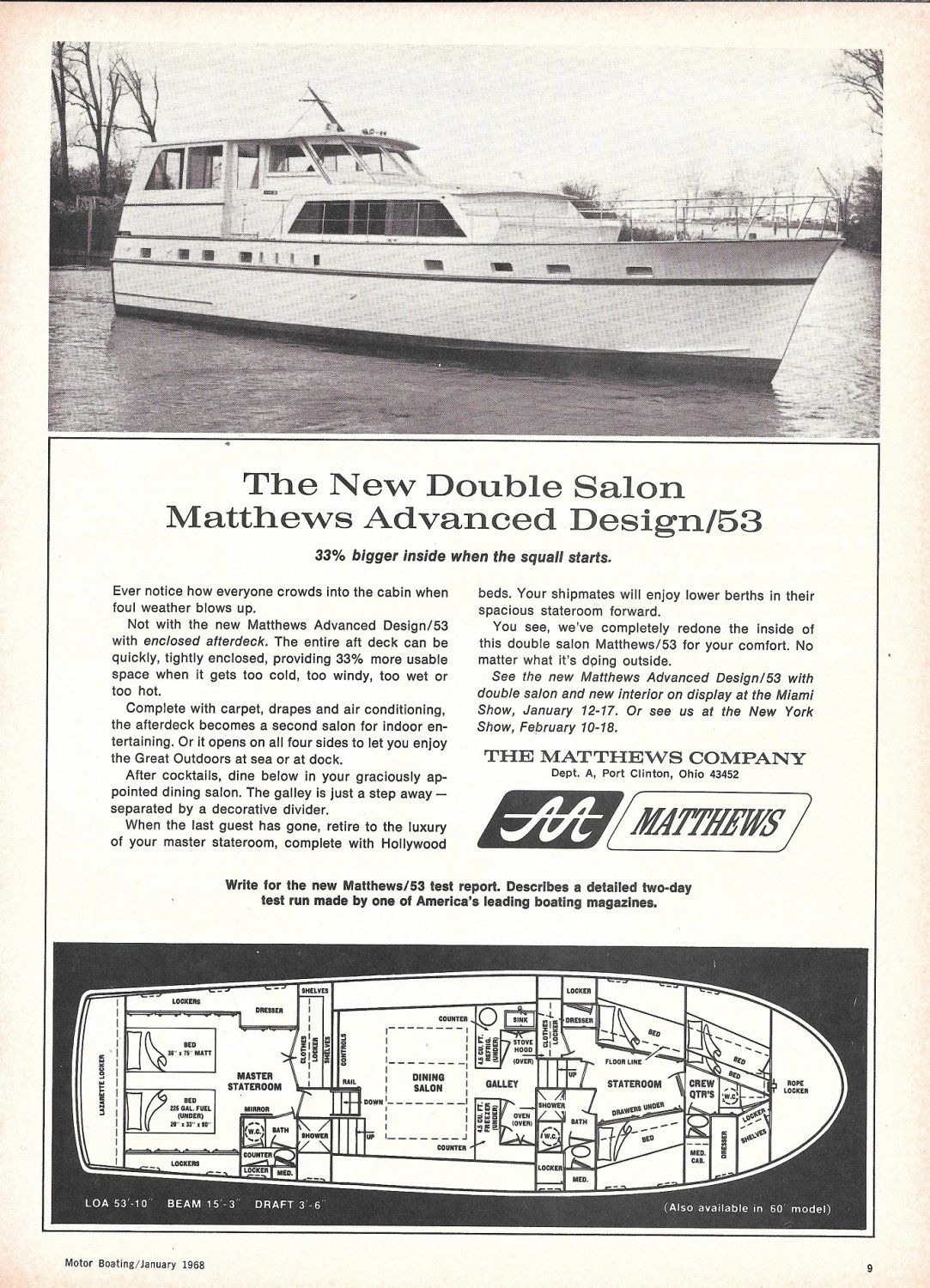 1968 Matthews Advanced Design 53' Yacht Ad- Nice Photo