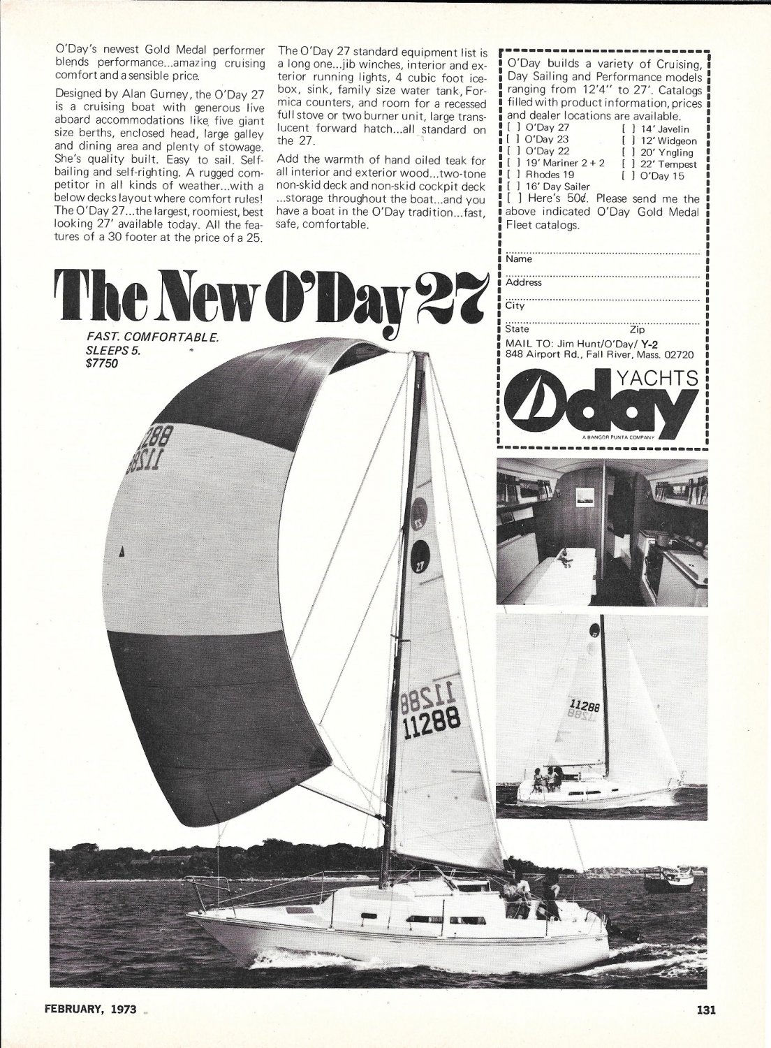 1973 O'Day 27 Yacht Ad- Nice Photo